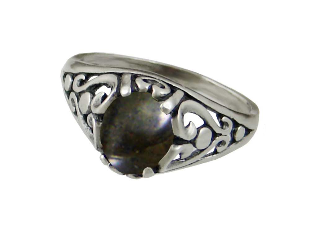 Sterling Silver Filigree Ring With Spectrolite Size 9